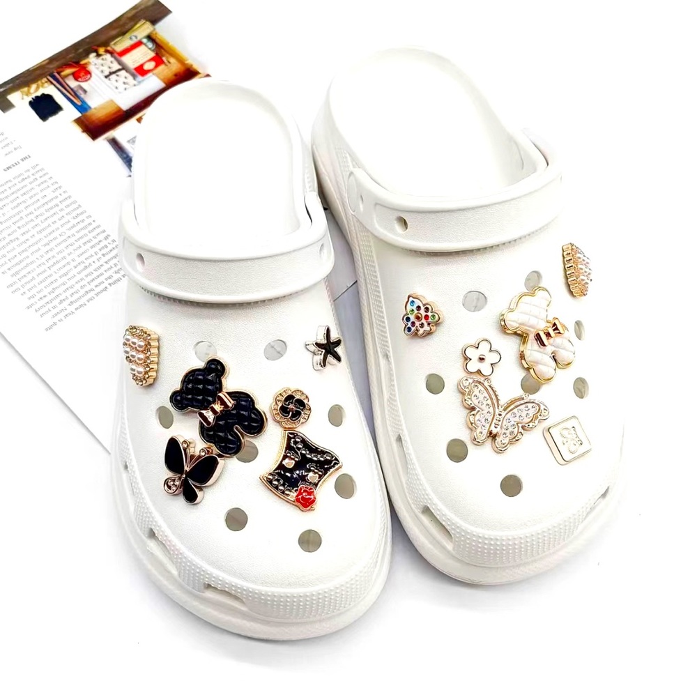 Charms for Crocs set , Pearl flower Croc Charm , Shoe Charms , Charms for Crocs